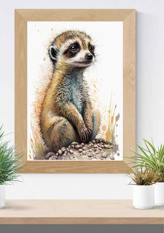 かわいい印刷可能なミーアキャットの絵画、ミーアキャットアート漫画