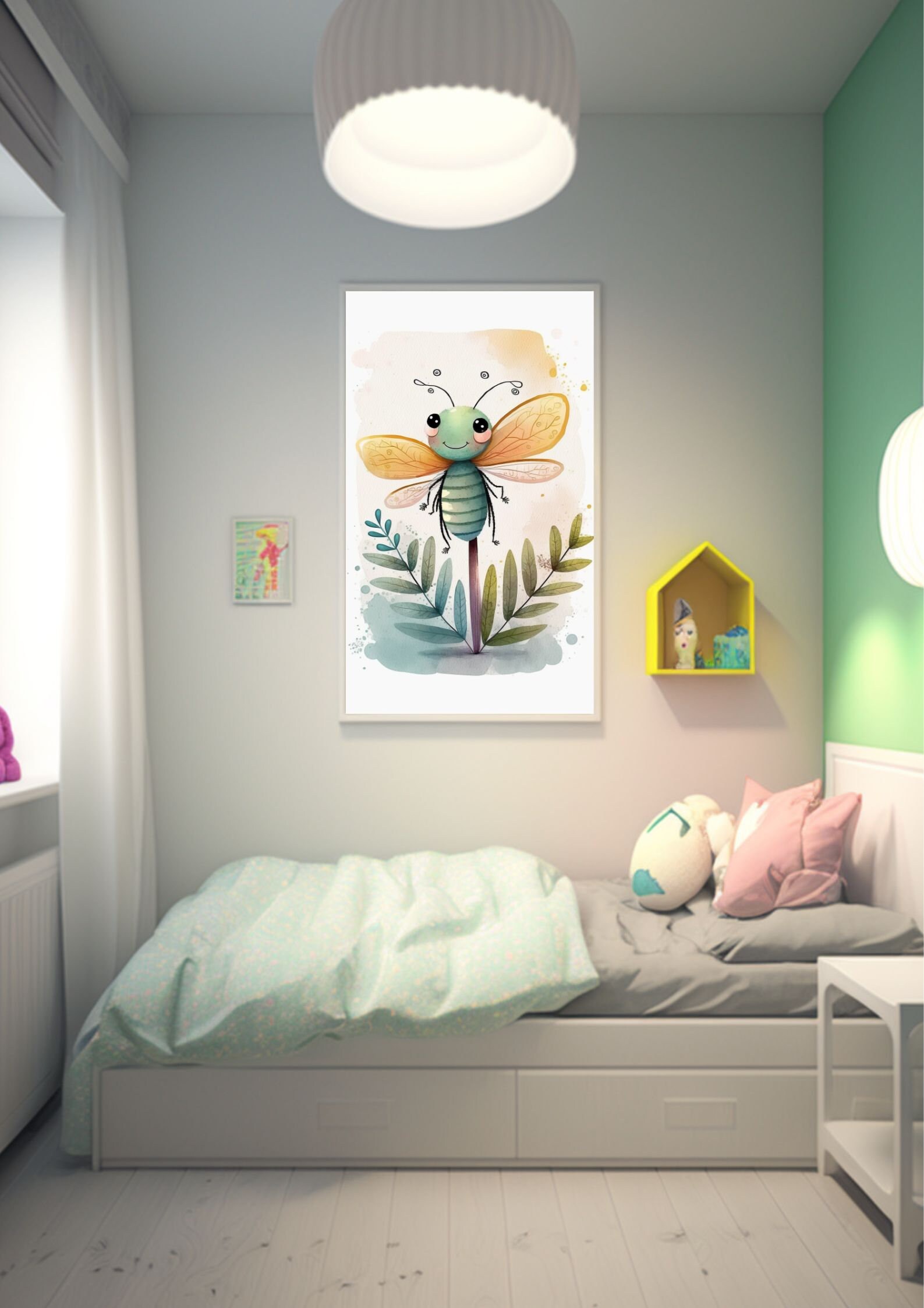 Cute Dragonfly Printable Cartoon Style Digital Art, Watercolor Wall Art ...