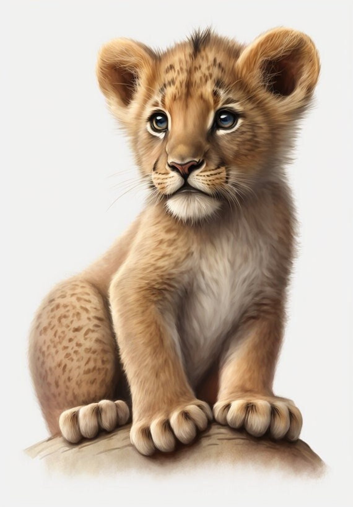 Cute Printable Lion Cub Cartoon Style Digital Art, 3D Wall Art, Child ...