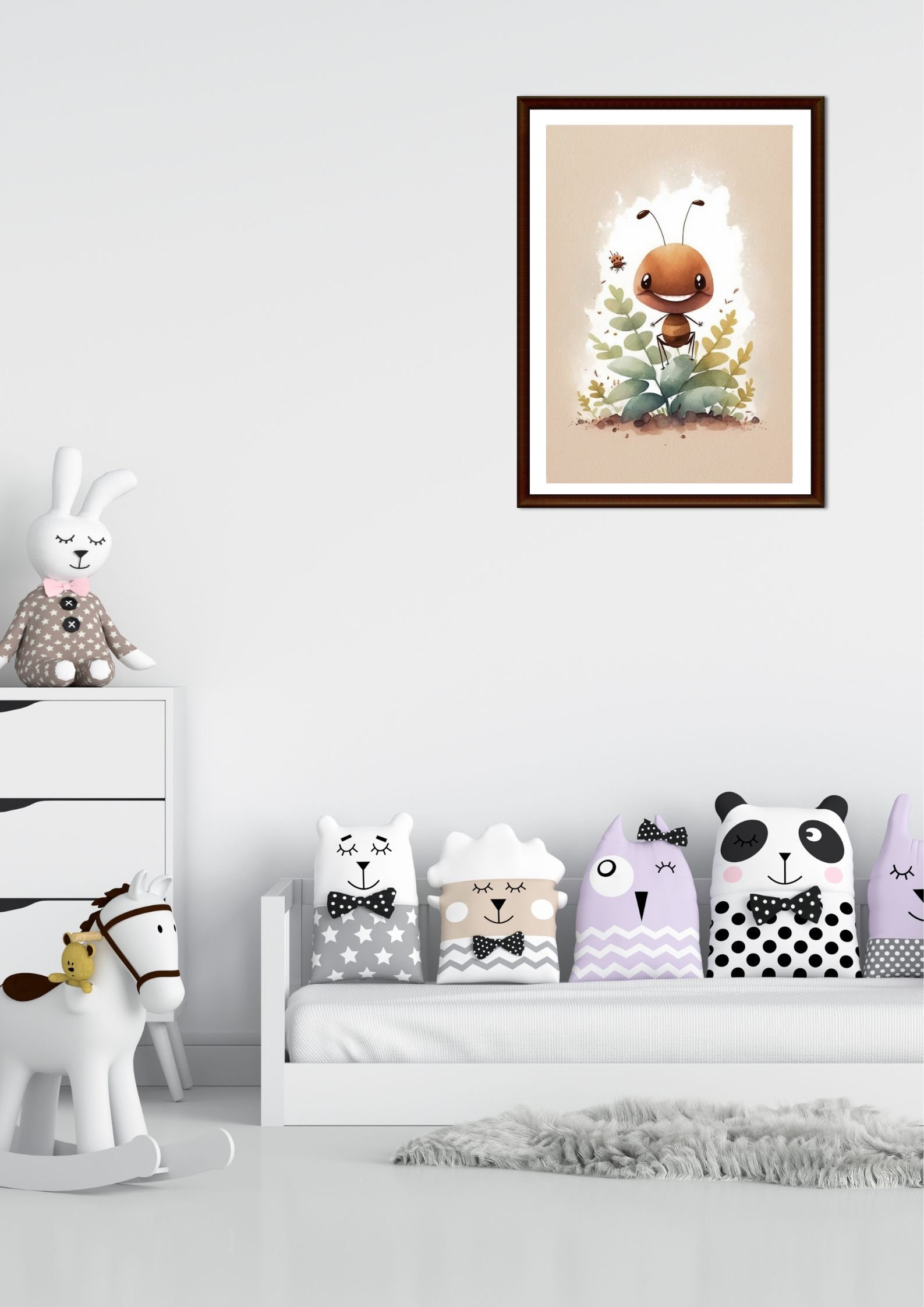 Cute Ant Printable Cartoon Style Digital Art, Watercolor Wall Art ...