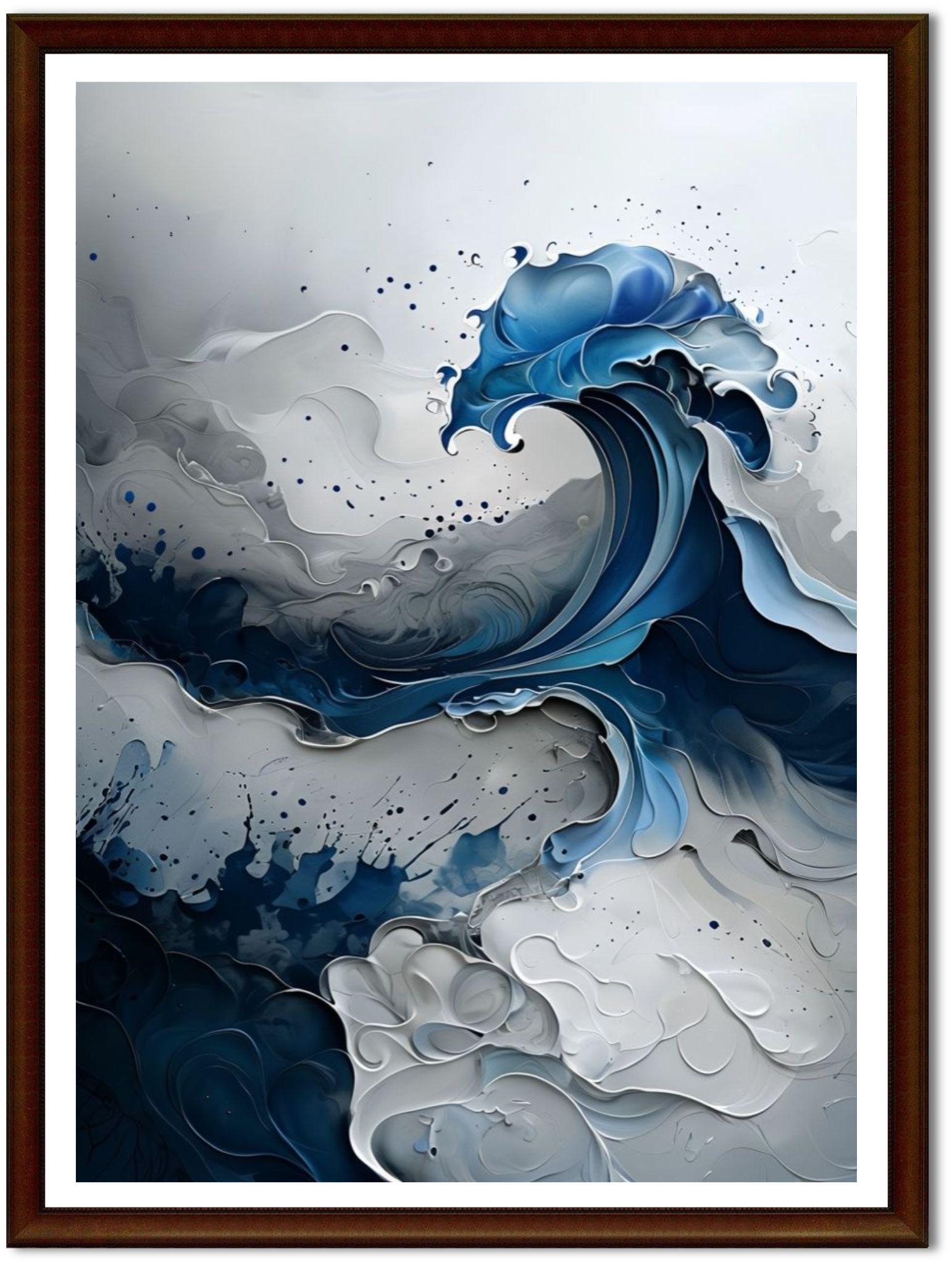 Abstract Ocean Wave Wall Art – Blue Coastal Fluid Artwork – Modern ...