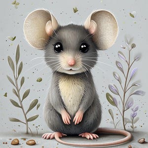 Cute Baby Mouse Illustration | Woodland Animal Nursery Art | Digital Download