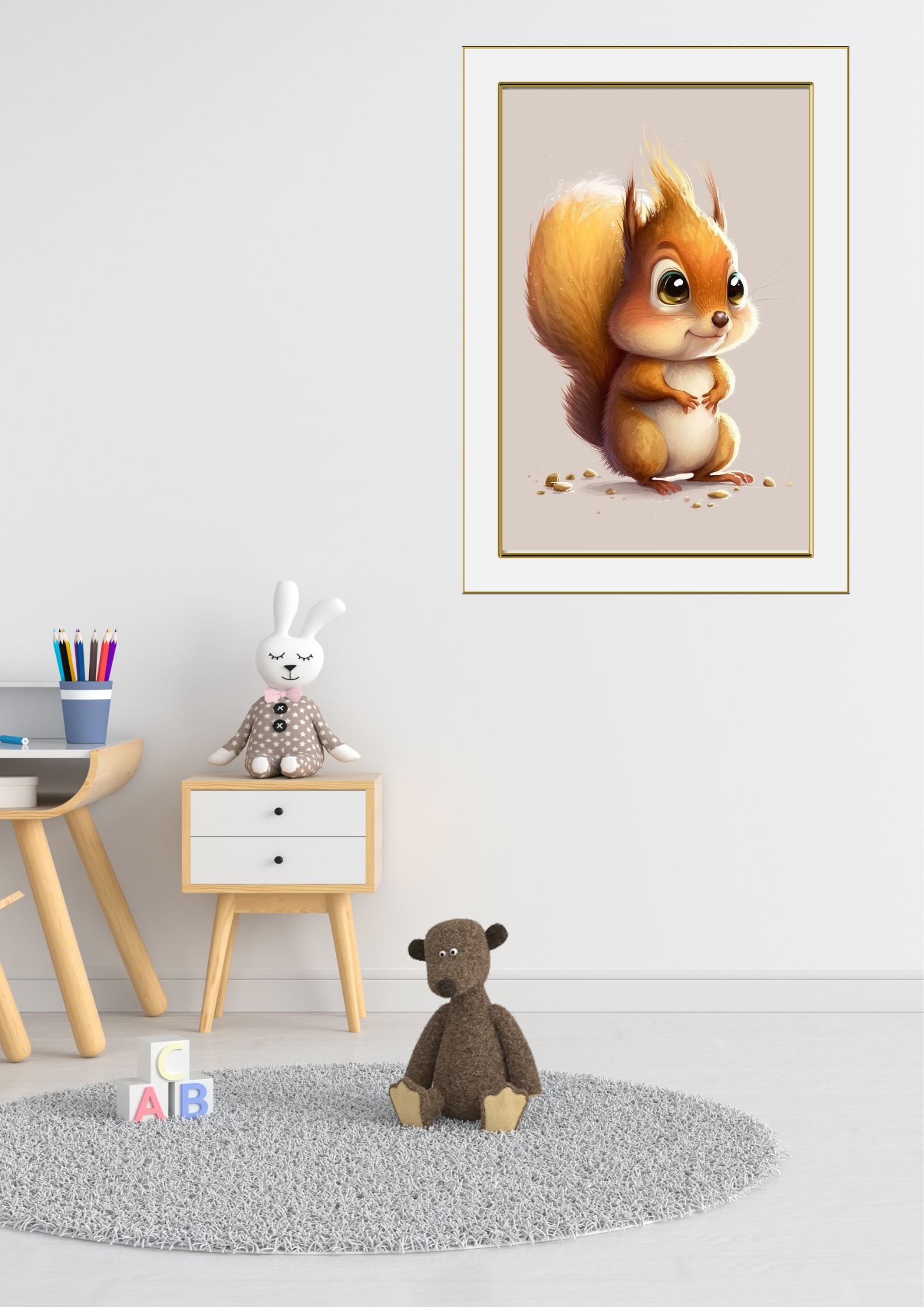 Cute Squirrel Printable Poster, Wall Art Child Decor Instant Download, Cute  Printable Digital Art Cartoon Style, Kids Room Nursery Art - Etsy