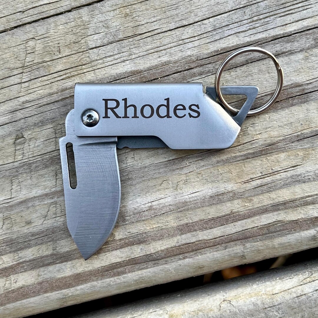 Engraved Keychain Knife: Custom Stainless Steel Gift - Etsy