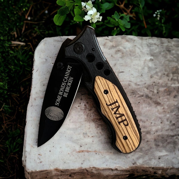 Fingerprint Knife, Pocket Knife, Personalized Knife, Custom Knife, Gift for Him, Groomsman Knife, Gift for Dad Print Knife