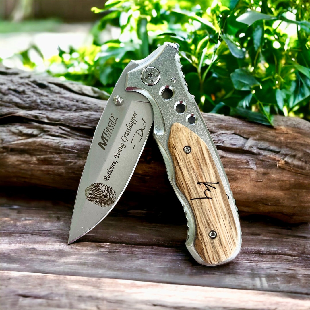 Engraved Knife, Fingerprint Knife, Pocket Knife, Personalized Knife