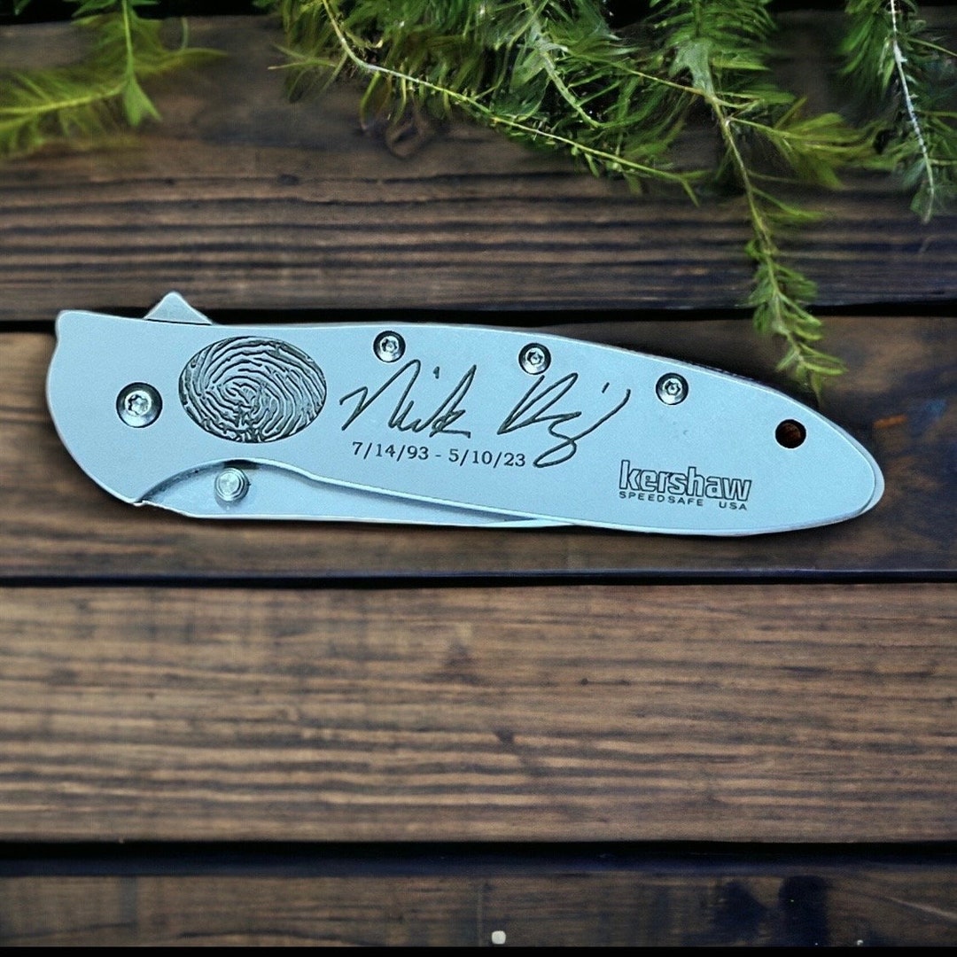 Engraved Knife, Fingerprint Knife, Pocket Knife, Personalized Knife