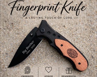 Engraved Pocket Knife, Personalized Fingerprint Gift