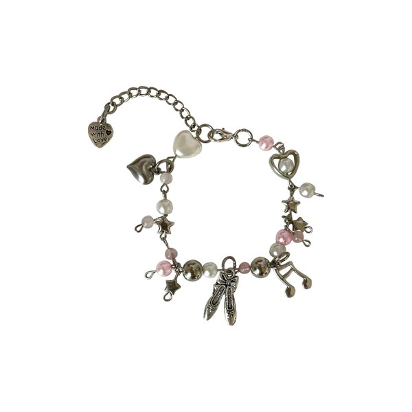 Pink & silver beaded bracelet “Ballet Recital”