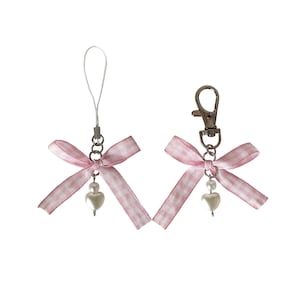 Pink & White beaded phone charm/keychain “Sweet Nothings”