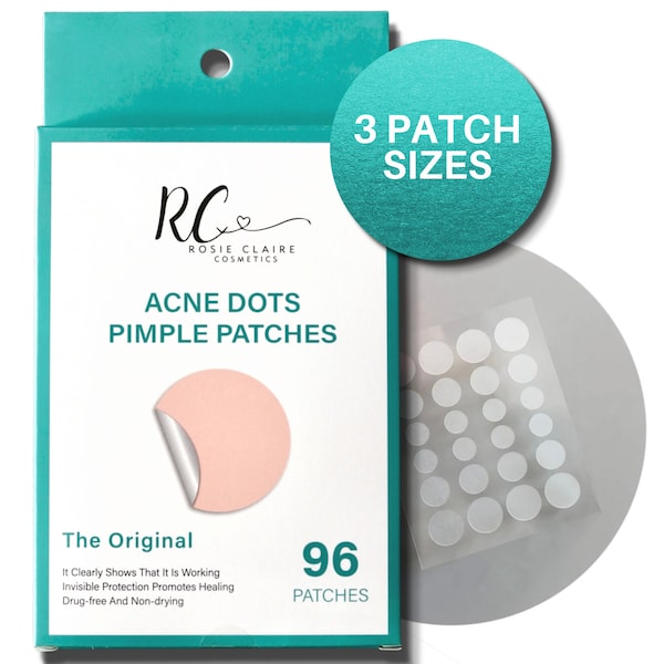 Rosie Claire 96 Count Hydrocolloid Acne Pimple Patches Invisible Spot Cover Acne Pimple Dot Zit Stickers for Healing Acne