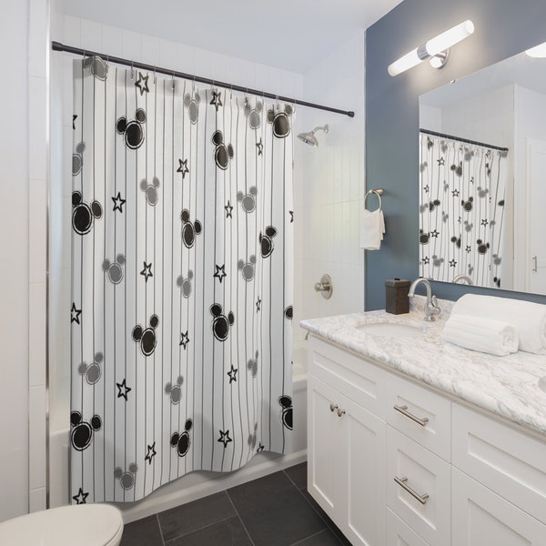 Disney Monochrome Shower Curtain / Mickey Shower Curtain / Home Decor / Bathroom Decor / Disney Lovers Gift / Disney Collection