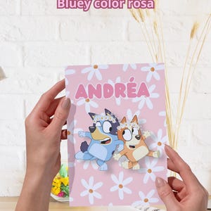 Plantilla libro para colorear de bluey rosa tamaño media carta editable.