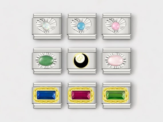 Birthstone Charms For Italian Charm Bracelet, 9mm, Jamaica