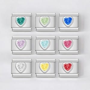Italian Bracelet Gemstone Charms, 9MM Charms, Birthstone Charm Links, Stainless Steel Italian Charms, Adjustable Bracelet Gift