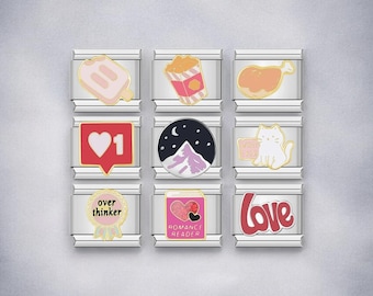 Italian Bracelet Girly Charms, 9MM Charms, Multi Love Charm Links, Stainless Steel Girly Charms, Love Charms, Adjustable Bracelet Gift