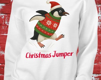 Sweatshirt Pingouin Noël - Design Mignon Père Noël Et Pingouin, Pour Femmes, Enfants, Unisexe