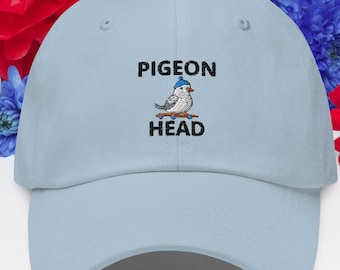 Embroidered Pigeon Dad Hat, Chino Cotton Baseball Cap