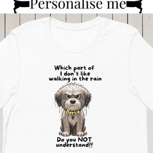 Custom Funny Dog T-Shirt - Wet Dog in Rain Cartoon - Dog Lover Gift - Dog Walker T-Shirt - Cute Dog Tee - Rainy Walks Humor - Dog Owner Gift