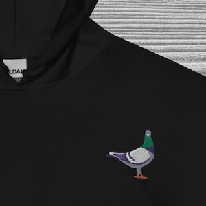 Pigeon Embroidered Hoodie, Pigeon lover, Pigeon fancier, clay pigeon shooter, Pigeon hikers hoodie, Retro vintage pigeon hoodie
