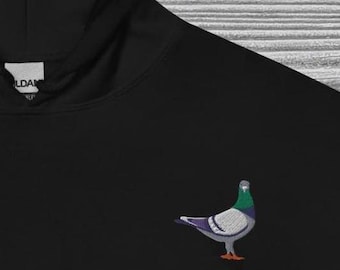 Sudadera con capucha bordada con palomas, amante de las palomas, aficionado a las palomas, tirador de platos, sudadera con capucha para excursionistas de palomas, sudadera con capucha retro vintage con palomas