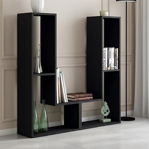 モジュラーテトリスブックシェルフTVコンソール：モダンなスカンジナビアの白いメディアユニット