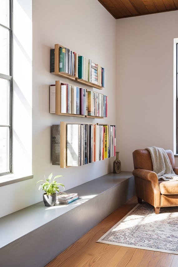 Modern Floating Bookshelf: 3-Tier Wall-Mounted Book Organizer