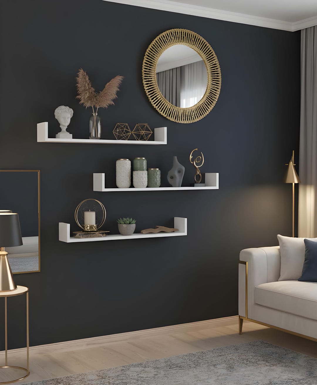 Modern Floating Wall Shelf: 90cm Minimalist Bookshelf - Etsy