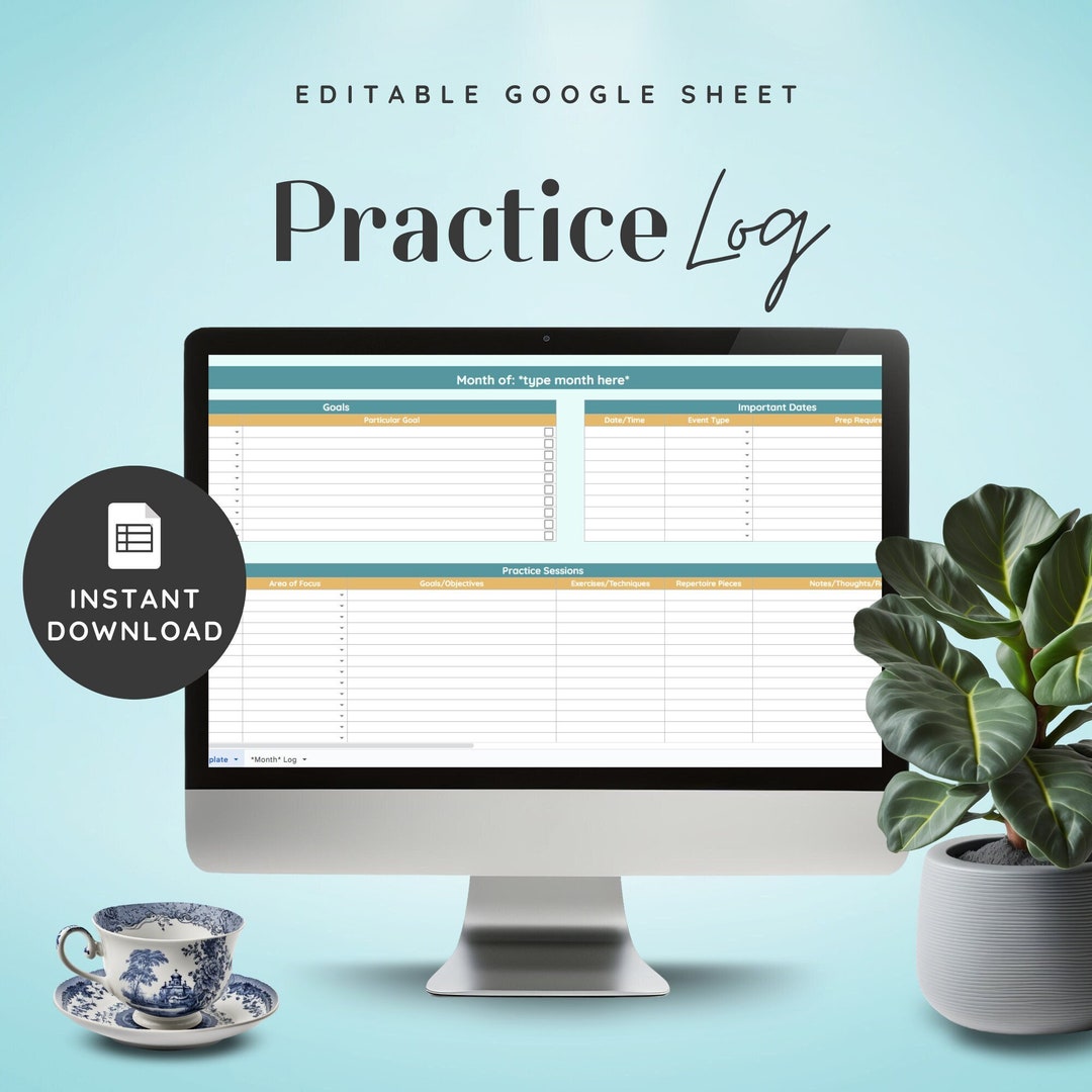 Performer's Practice Log, Google Sheets INSTANT DOWNLOAD, Tracker for ...