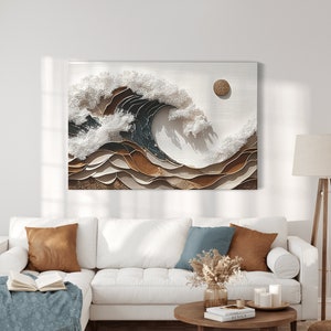 Abstract Ocean Wave Canvas Wall Art | Coastal Canvas Print ...
