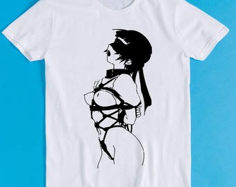 Sexy Manga Anime Adult 18 Lady Bondage Eye Meme Gift Funny Tee Style Unisex Gamer Cult Movie Music T Shirt K2484