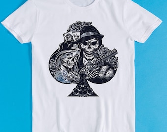 Skull Gangster Poker ACE Full House T Shirt Adult Unisex Men Women
