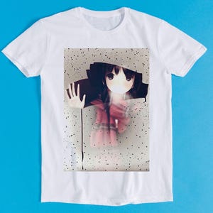 Anime Girl Manga T Shirt Raining Windows Gift Cool Gift Tee 355