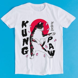 Kung Fu Catzilla Paw Black Cat Kitten Pet Meme Funny Gift Tee T Shirt K2141