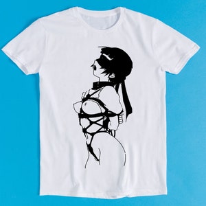 Sexy Manga Anime Erwachsene 18 Lady Bondage Auge Meme Geschenk Lustig Tee Stil Unisex Gamer Kultfilm Musik T-Shirt K2484