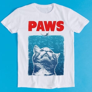 Cat Jaws Paws Kitten Kitty Pet Lover Parody Retro Funny Art Drawing Gamer Anime Cult Meme Music Movie Gift Tee T Shirt K2733
