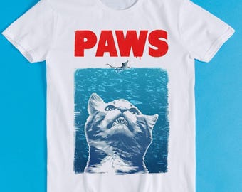 Paws Cat Lovers Jaws Inspired Heren T-Shirt Paws Cat Lovers Jaws Inspired Heren T-Shirt