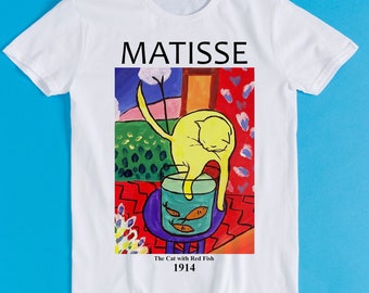 Henri Matisse Il gatto con pesce rosso Meme Regalo Divertente Tee Style Unisex Gamer Anime Cult Movie Music T Shirt K1108