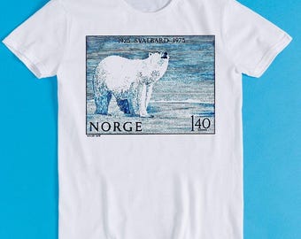 1975 Norway Svalbard Polar Bear Postage Stamp Mail Movie Film Music Joke Fashion Art Retro Funny Parody Gift Tee T Shirt K1619