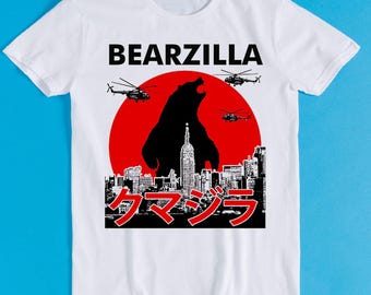 Bearzilla Sunset Style Bear Weird Lover Funny Gift Tee T Shirt K2844