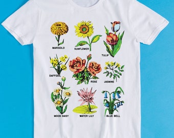 British Wild Flowers Rose Daffodil Sunflower Marigold Jasmine Meme Gift Funny Tee Style Unisex Gamer Cult Movie Music T Shirt K1070
