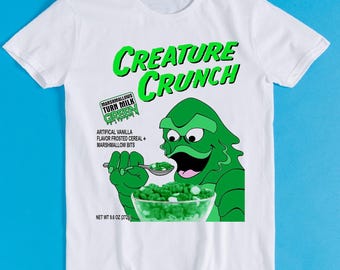 Creature Inspired Parody Cartoon Crunch Black Lagoon Fantasy Monster Funny Art Design Unisex Retro Cult Top Cool Gift Tee T Shirt K1047