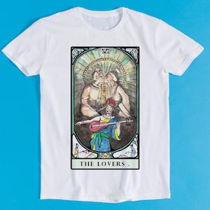 Tarot Card Avatar The Lovers Oma Shu Chong Retro Arte divertido Dibujo Gamer Dibujos animados Anime Cult Meme Música Película Regalo Camiseta K1167