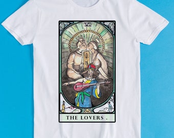 Tarot Card Avatar The Lovers Oma Shu Chong Retro Funny Art Drawing Gamer Cartoon Anime Cult Meme Music Movie Gift Tee T Shirt K1167