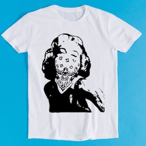 Marilyn Monroe Wear Bandanna Gangsta Joke Retro Funny Art Drawing Gamer Anime Cult Meme Music Movie Gift Tee T Shirt K1150