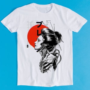 Japanese Robot Geisha Japan Retro Funny Art Drawing Gamer Anime Cult Meme Movie Music Gift Tee T Shirt K1119