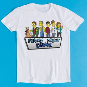 Vrijdagavond diner grappige Simpsons Shalom Jackie Art tekening Gamer Cult Meme film muziek cadeau Tee T-shirt K216