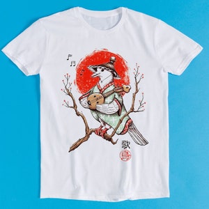 Sensei Japanese Pigeon Playing Banjo Retro Funny Art Drawing Gamer Anime Cult Meme Music Movie Gift Tee T Shirt K1141
