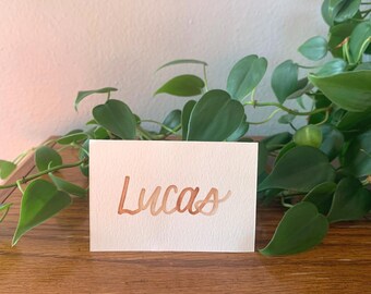 Tarjetas de lugar de boda personalizadas en acuarela / Tarjetas de nombre de mesa / Tarjetas de acompañante con caligrafía escrita a mano