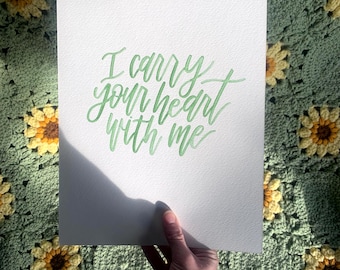 Letrero de acuarela personalizado (23 x 30 cm) / Cita caligráfica personalizada / Pintura manuscrita